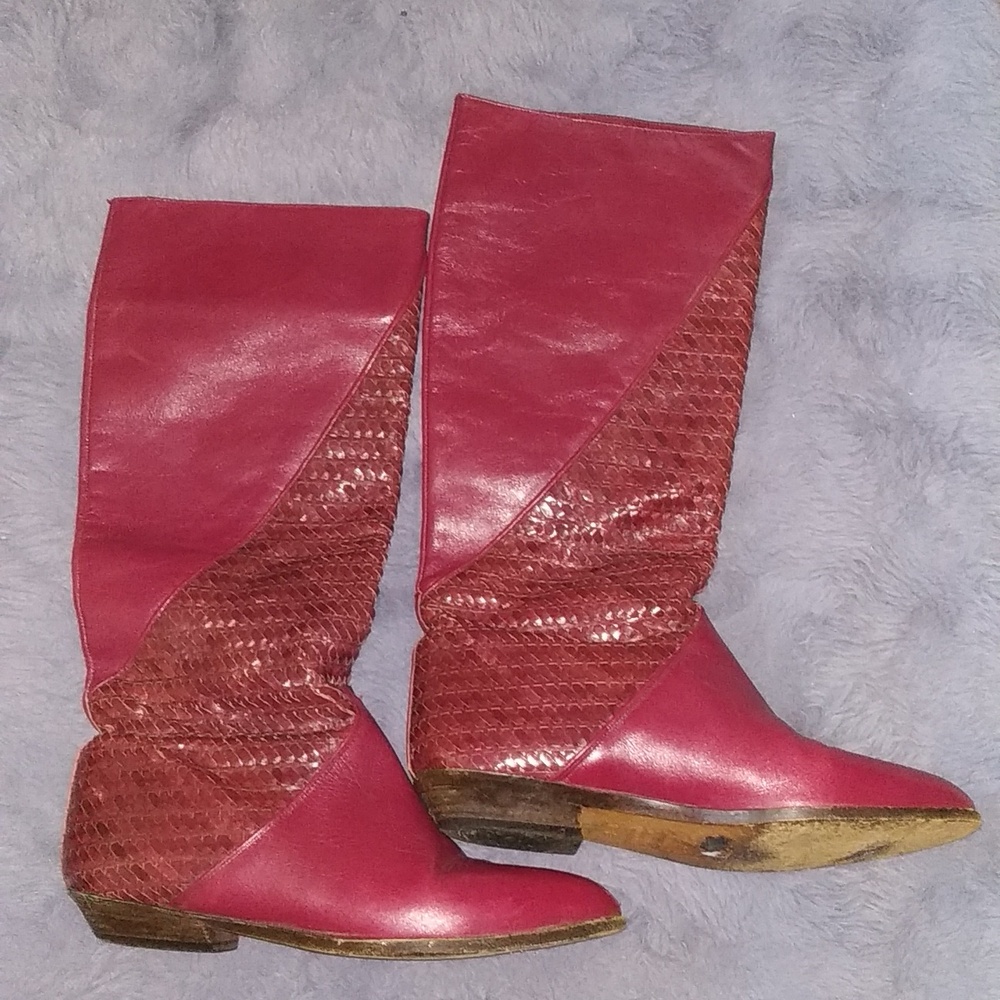 Evan Picone Burgundy Vintage Boots - Picture 6 of 8